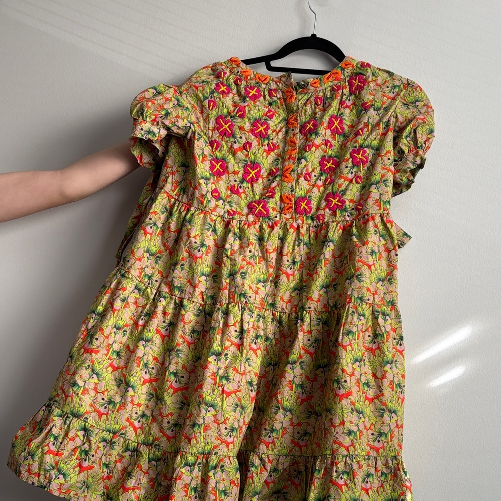 Anthropologie Floral Midi Dress with Red and Green